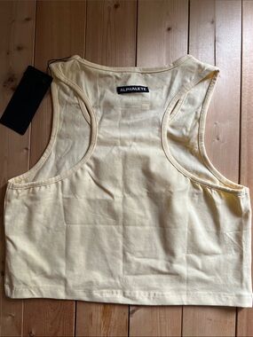 Alphalete Women’s Essential Crop Tank Top in Butter Yellow XL